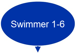 blue oval with text "Swimmer 1-6"