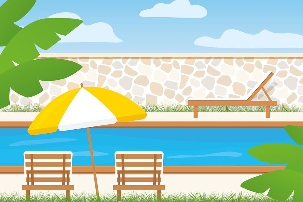 Private swimming pool in summer, perfect for mobile swimming lessons in Berczy Village, Markham