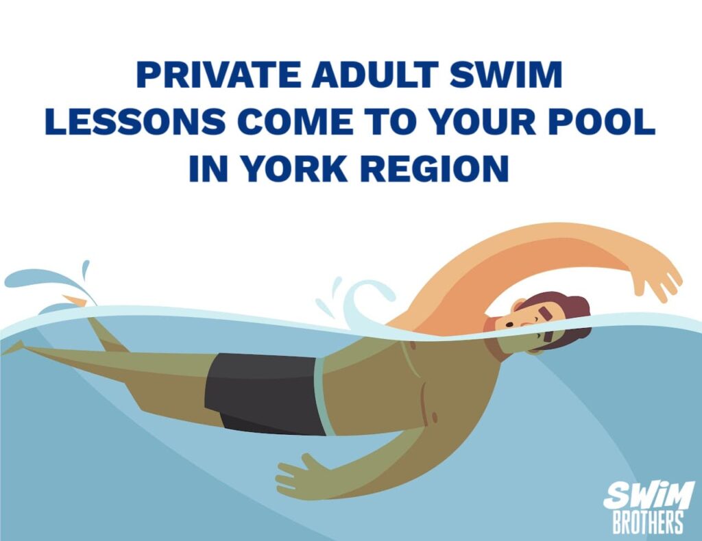 An adult swimming with confidence, representing private adult swimming lessons at-home in York Region