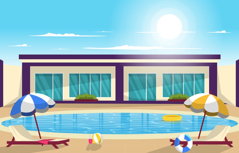 Estate home private backyard pool, representing luxury of at-home swimming lessons in Cachet, Markham